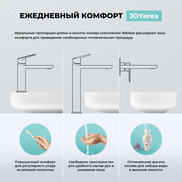 Смеситель для раковины (умывальника) Wellsee ICON! for life 182301000, латунный, однорычажный, высота/длина излива 112/130 мм (цвет хром)