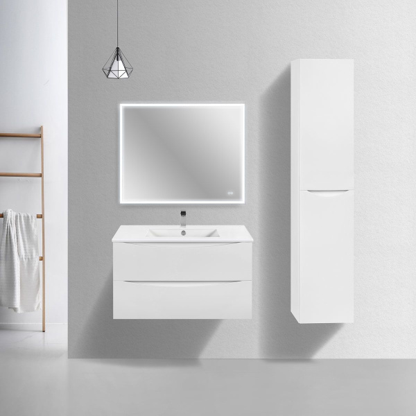 Тумба под раковину Vincea Mia Slim 900 подвесная, 2 выкатных ящика soft close, G.White