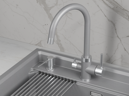 Смеситель для кухни Granula 5169 алюминиум, подключение к фильтру