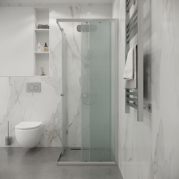 Душевое ограждение Niagara Eco NG-1009-14QMT (90х90х190) квадрат,раздвижное,хром,стекло матовое