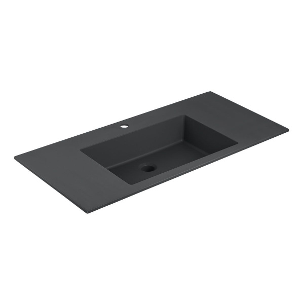 Тумба Vincea Chiara 1000 подвесная, 1 выкатной ящик soft-close, G.Stone с умывальником VCB-13100B из кварца, цвет черный