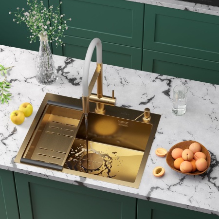Кухонная мойка RoxenBath Simple 60 PVD золото  (текстурное покрытие)