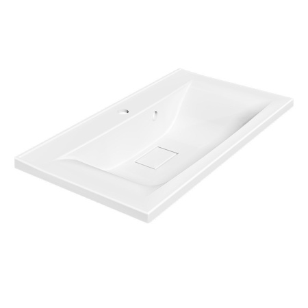 Тумба Vincea Mia 800 подвесная, 2 выкатных ящика soft close, R.Wood с умывальником VCB-3M800W из искуственного камня, цвет белый
