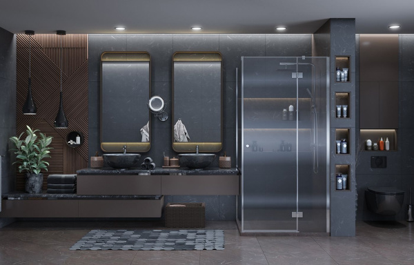 Душевой уголок Ambassador Diamond 12011103R-ST3, квадратный, линейный трап, 100х100