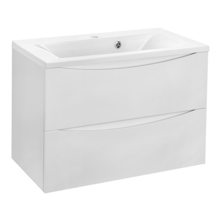 Тумба Vincea Mia 750 подвесная, 2 выкатных ящика soft close, G.White с умывальником VCB-3M750G из кварцевого камня, цвет серый