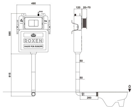 Комплект 5 в 1 RoxenBath Attach 868669 (состоит из: 710215, Steel 420280WM; 650185-01)