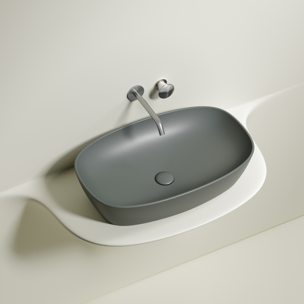 Умывальник Ceramicanova чаша накладная овальная (цвет Темный Антрацит Матовый) Element 600x380x138мм