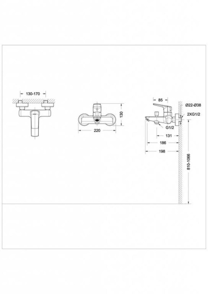 Смеситель для ванны Bravat REAL F6121179CP-01, хром