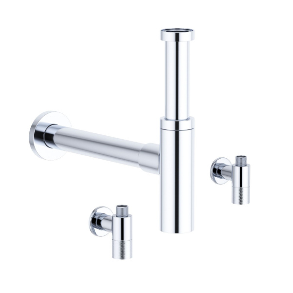 Латунные угловые кран-вентили для подключения смесителя Wellsee Drainage System 182146001, 2 шт, резьба 1/2"x 3/8", с отражателями, цвет хром