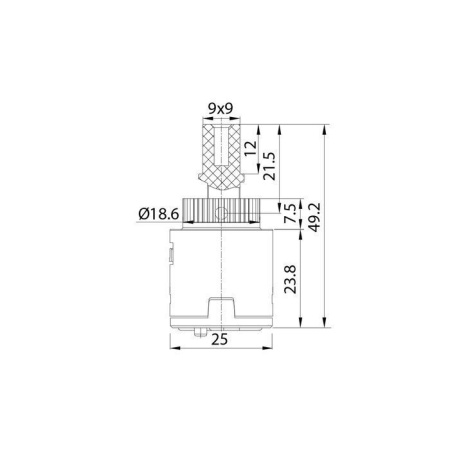 Картридж керамический для смесителя, 25 мм, без ножек, IDDIS 999C25D0SM