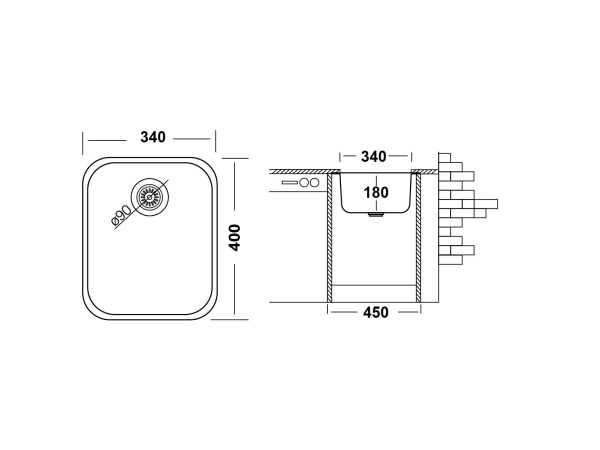 Кухонная мойка UKINOX Модерн MOP340.400 -GT8C, 40*34