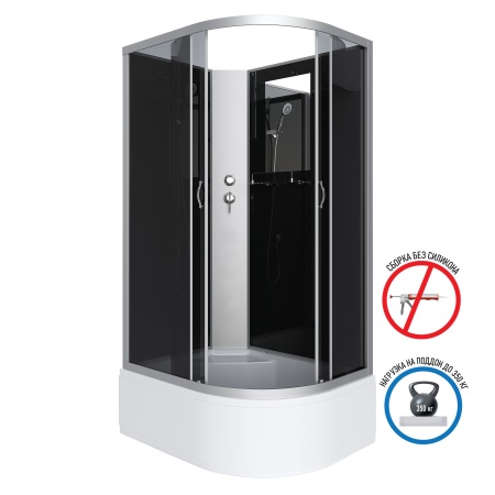 Душевая кабина Niagara Classic NG-2510-14LBK 120х80х200, высокий поддон 40 см, стекло тонированное