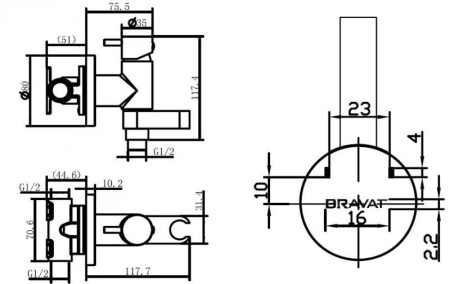 Смеситель с гигиеническим душем Bravat Eler D9137CP-RUS