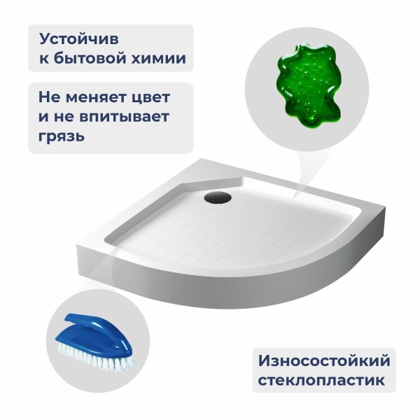 Душевой поддон полукруглый RGW SMC/R W Белый, 900x900