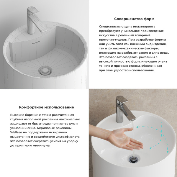 Напольная раковина для ванной Wellsee Chalice Perfection 230615000