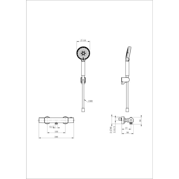 Смеситель для душа с термостатом WONZON & WOGHAND, Хром (WW-B2029-A-CR)