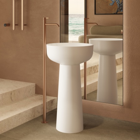 Раковина Солид Серфейс (Solid Surface) Vincea VBS-4SP02MW, 480*480*850, напольная, цвет белый матовый