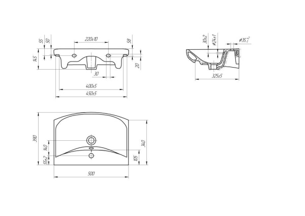 Раковина универсальная Cersanit CARINA 50, S-UM-CAR50/1-w