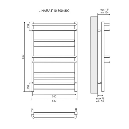 Полотенцесушитель электрический Lemark Linara LM04810E П10 500x800, левый/правый