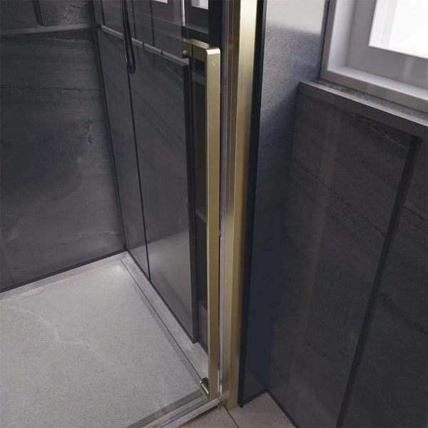 Душевая дверь Veconi Premium Trento PTD-30G, 1500х2000, брашированное золото, стекло прозрачное