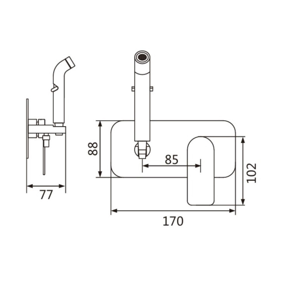 Гигиенический душ со смесителем Shevanik S4105G, золотой сатин