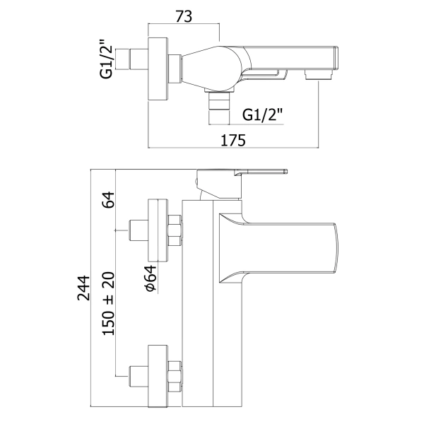 Смеситель для ванны с душем Paffoni RINGO RIN022CR