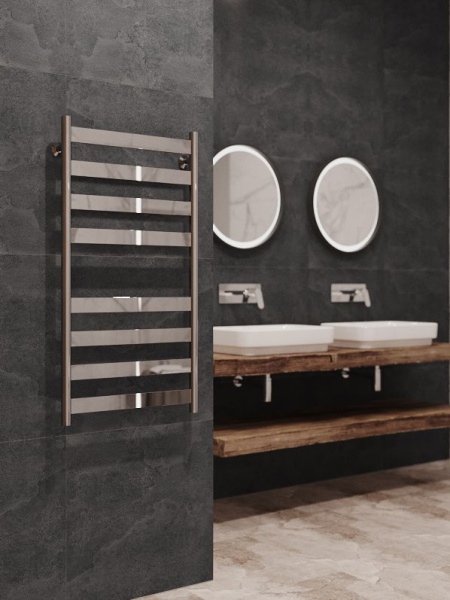 Полотенцесушитель водяной Stinox Napoli 500x1000, нижнее подключение, хром, 1" НР (наружная резьба), 8 перекладин