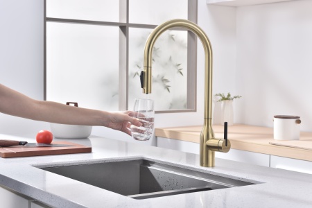 Смеситель для кухни UNIVERSAL, светлое золото, Un213880-LG, Paulmark