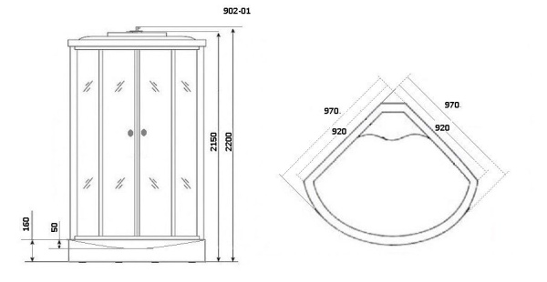 Душевая кабина Niagara Ultra NG-902-01 100х100х220, низкий поддон 16 см, стекло тонированное