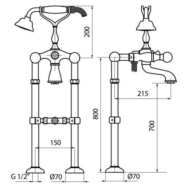 Смеситель для ванны Webert Karenina KA720801010