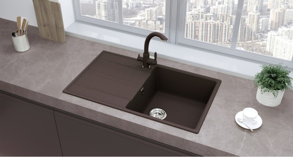 Кухонная мойка Ulgran Quartz Prima 850-06, трюфель