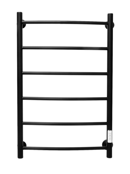 Полотенцесушитель В4  Р80*50 (СНШ, Черный RAL 9005 (мат), 6 вставок, Под скрытый монтаж, С таймером; Правое подкл)