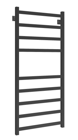Полотенцесушитель водяной Stinox Prestige 500x1200, нижнее подключение, черный матовый, 1/2" ВР (внутренняя резьба), 9 перекладин
