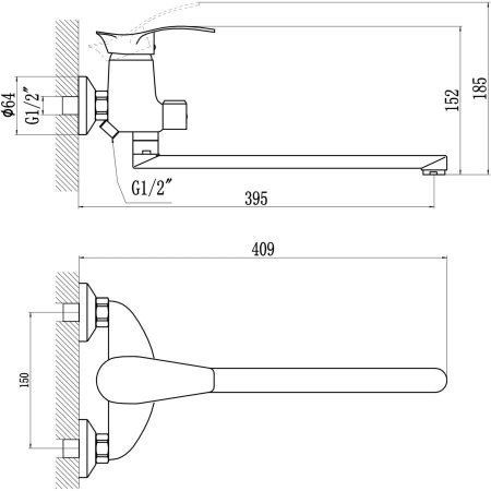 Смеситель для ванны Savol S-T2206, хром