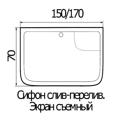 Ванна акриловая Wemor 170/70/55 S прямоугольная 1700х700х550 мм