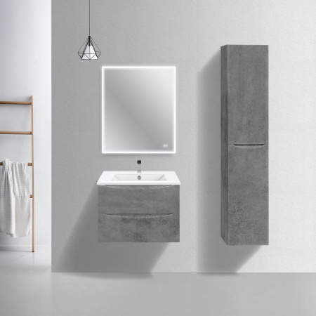 Тумба под раковину Vincea Mia Slim 700 подвесная, 2 выкатных ящика soft close, Beton