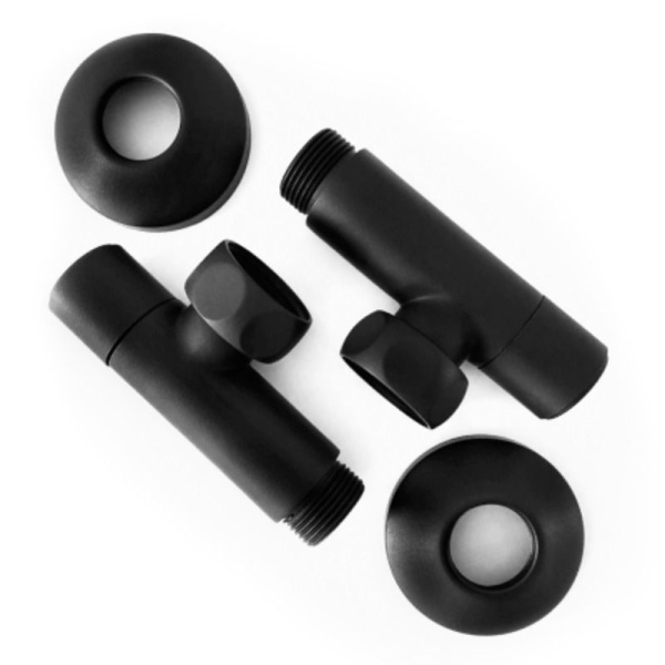 Полотенцесушитель водяной ARIANO Версаль 60х53 боковое подключение черный матовый, 5 перекладин, кран сантехнический угловой 1'х3/4' в комплекте