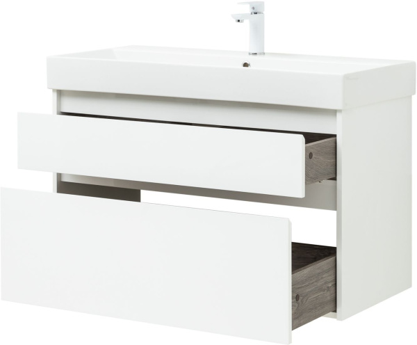 Тумба под раковину Aquanet Nova Lite 100 (SLIM SYNERGY) белый, 2 ящика