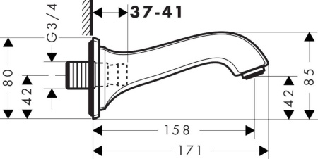 Hansgrohe Metropol Classic Излив на ванну хром-золото 13425090
