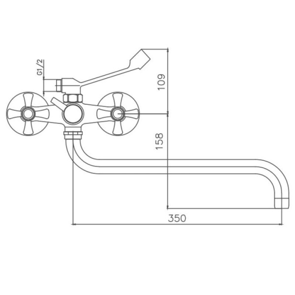 Смеситель для ванны Cron CN2642-2, хром