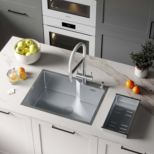 Кухонная мойка Roxen Wellnes 60х45 с коландером и дозатором, сатин 560240-60