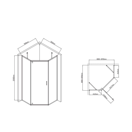 Душевой уголок Vincea Slim-U VSP-2SU900CL, 900*900, хром, стекло прозрачное