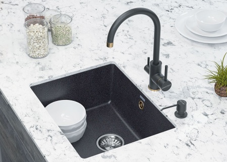 Мойка GERA 60, IT-GRANIT, PM205546-BLM, черный, 555х460, подст. мон. Paulmark