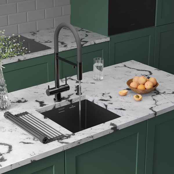 Кухонная мойка Roxen Uno 44 PVD (графит) под столешницу