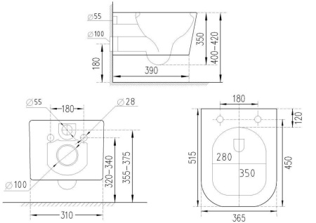 Комплект 6 в 1 RoxenBath StounFix Dual Fresh 640526 (состоит из: 710200, Glass 430280W, 530135-01X)