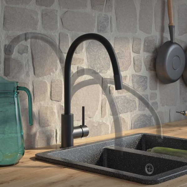 Смеситель для кухни IDDIS Kitchen 360 черный матовый K36BLJ0i05