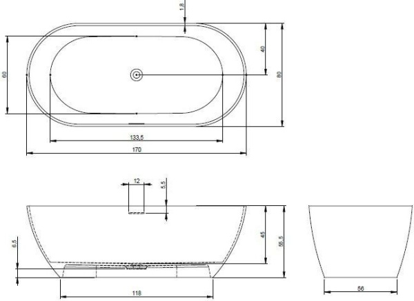 Ванна из искусственного мрамора Riho Bilbao 170х80 BS1000500000000