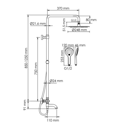 A288.258.078.BM Thermo Душевой комплект WasserKRAFT с термостатическим смесителем
