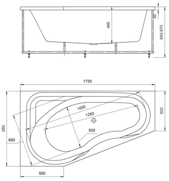 Акриловая ванна Aquatek Медея 170x95 MED180-0000018 левая, с гидромассажем