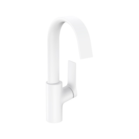 Hansgrohe Vivenis Смеситель для раковины 210 с поворотным изливом без сливного гарнитура белый матовый 75032700